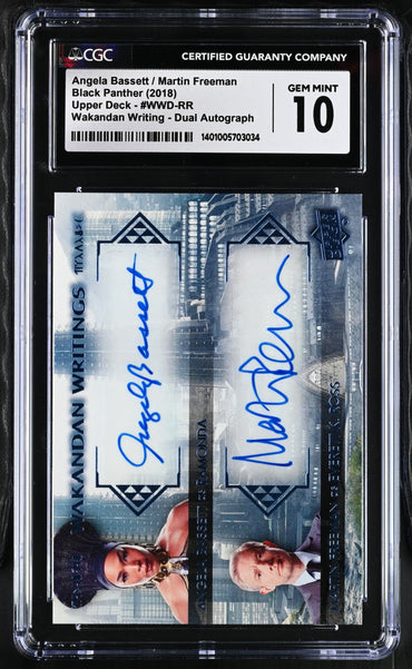 Marvel Black Panther Autograph Card WWD-RR Angela Bassett & Martin Freeman Graded CGC 10 Gem Mint