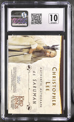 2001 LOTR Fellowship Christopher Lee as Saruman Autograph Card CGC 8.5