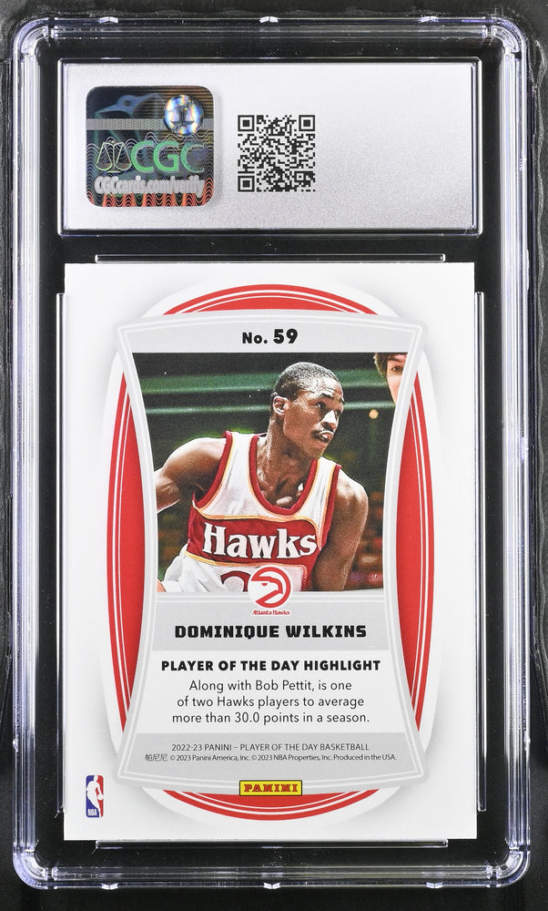 2022-23 Panini Player of the Day 59 Dominique Wilkins Gold Foil 10/10 CGC 10