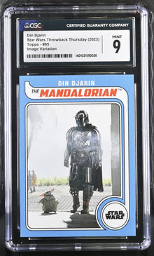 Star Wars Throwback Thursday 2023 Card #95 Din Djarin SP Image Variation CGC 9 Mint