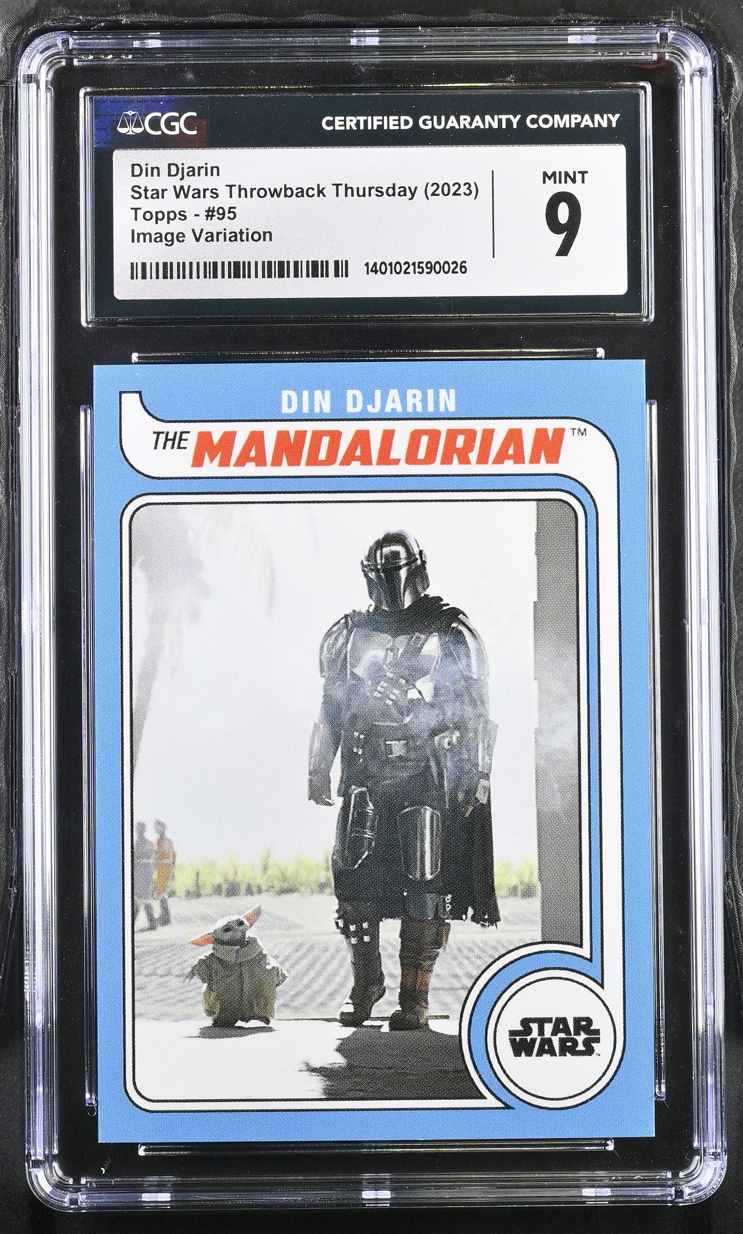Star Wars Throwback Thursday 2023 Card #95 Din Djarin SP Image Variation CGC 9 Mint