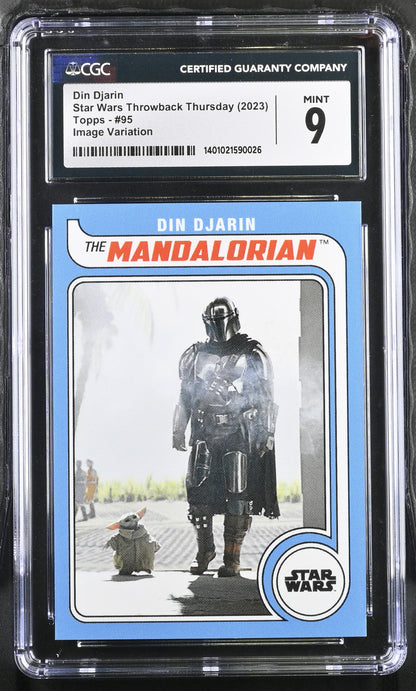 Star Wars Throwback Thursday 2023 Card #95 Din Djarin SP Image Variation CGC 9 Mint