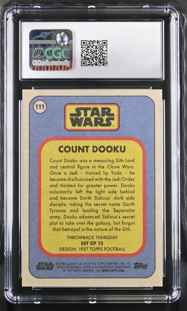 Star Wars Throwback Thursday 2023 Card #111 Count Dooku Silver 4/5 Graded CGC 10 Gem Mint