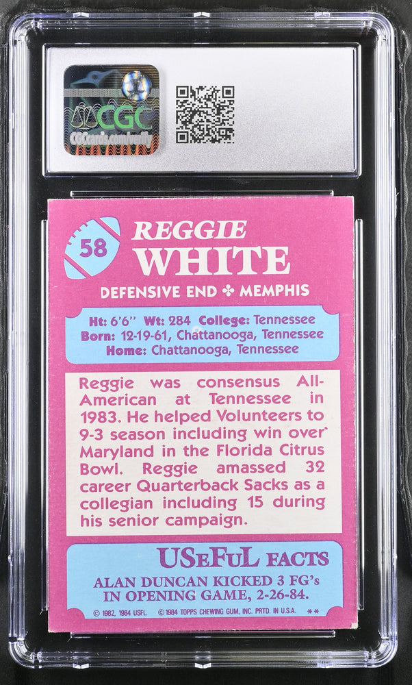 1984 Topps USFL Football 58 Reggie White CGC 6.5 Ex/NM+