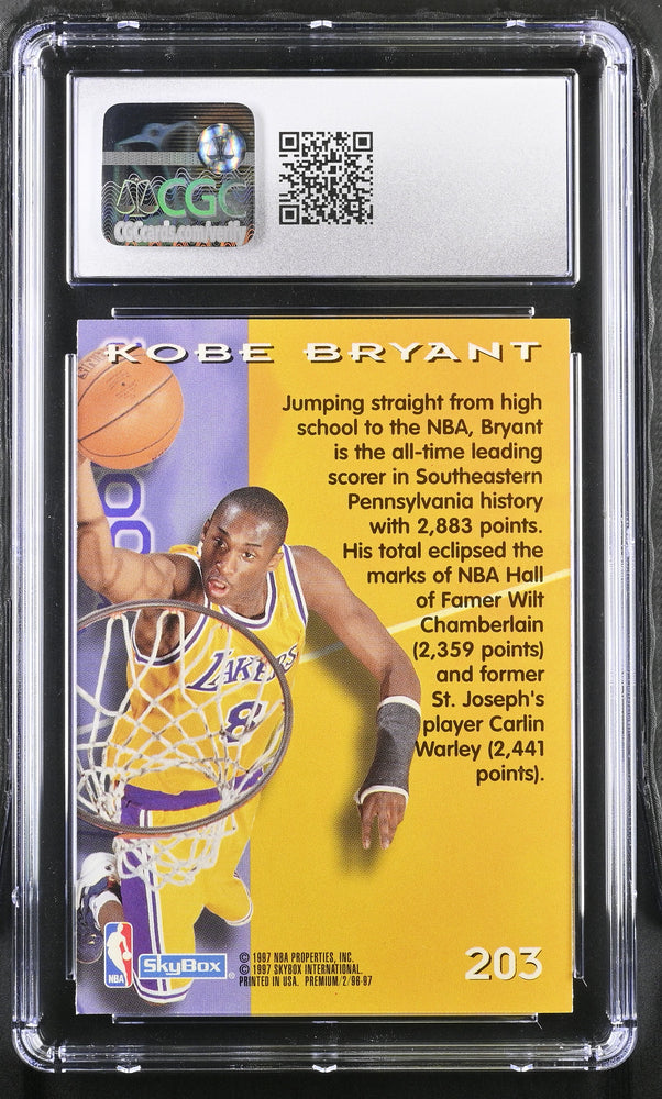 1996-97 Skybox Premium Basketball 203 Kobe Bryant RC CGC 8 NM/Mint