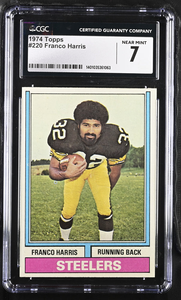 1974 Topps Football 220 Franco Harris Pittsburgh Steelers graded CGC 7 Near Mint