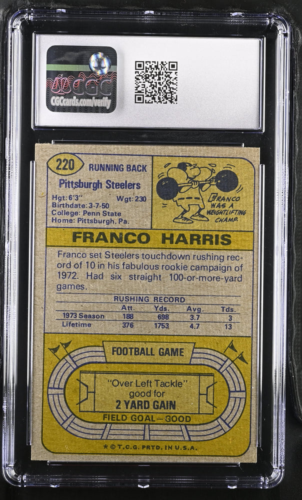 1974 Topps Football 220 Franco Harris Pittsburgh Steelers graded CGC 7 Near Mint