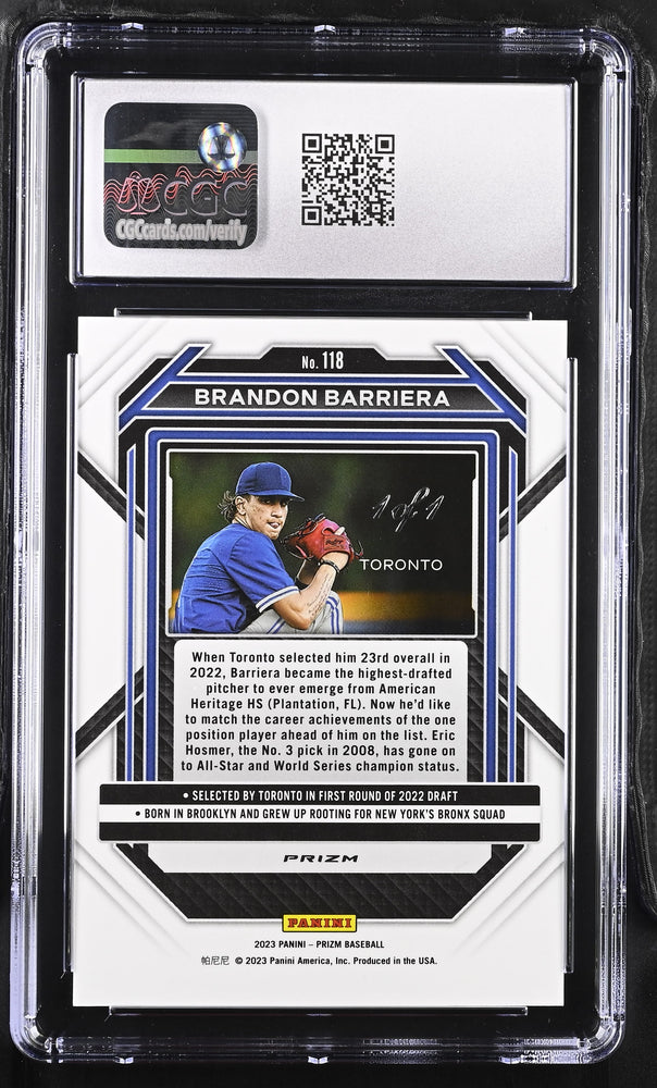 2023 Panini Prizm #118 Brandon Barriera Black Finite 1/1 Graded CGC 10 Gem Mint