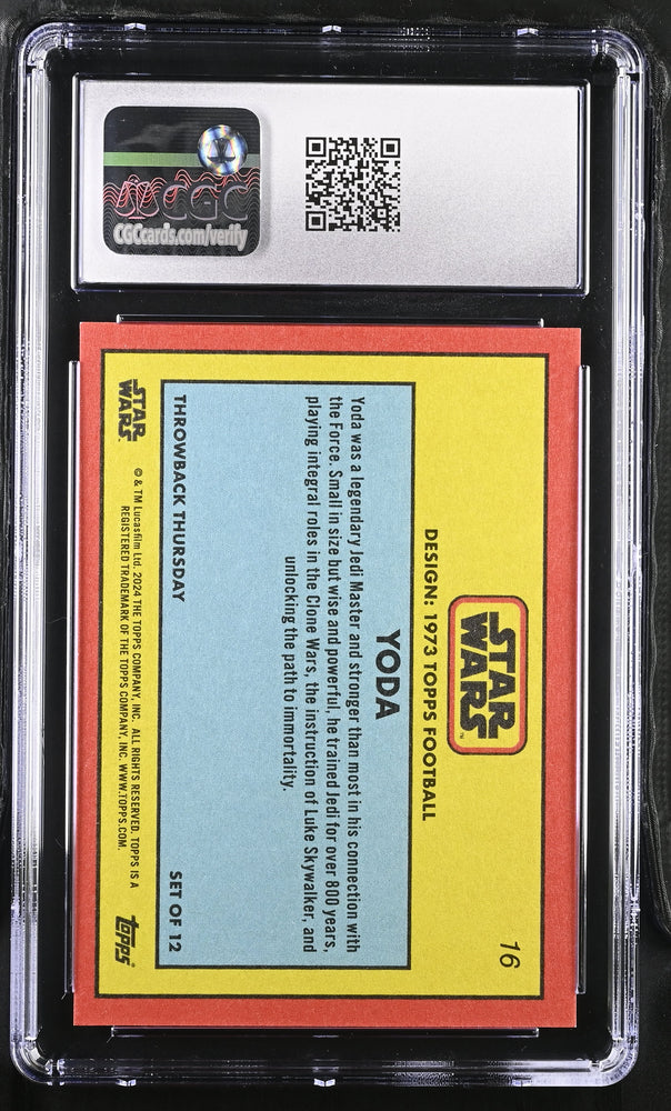 Star Wars Throwback Thursday 2024 Card #16 Yoda Bronze 08/10 CGC 10 Gem Mint