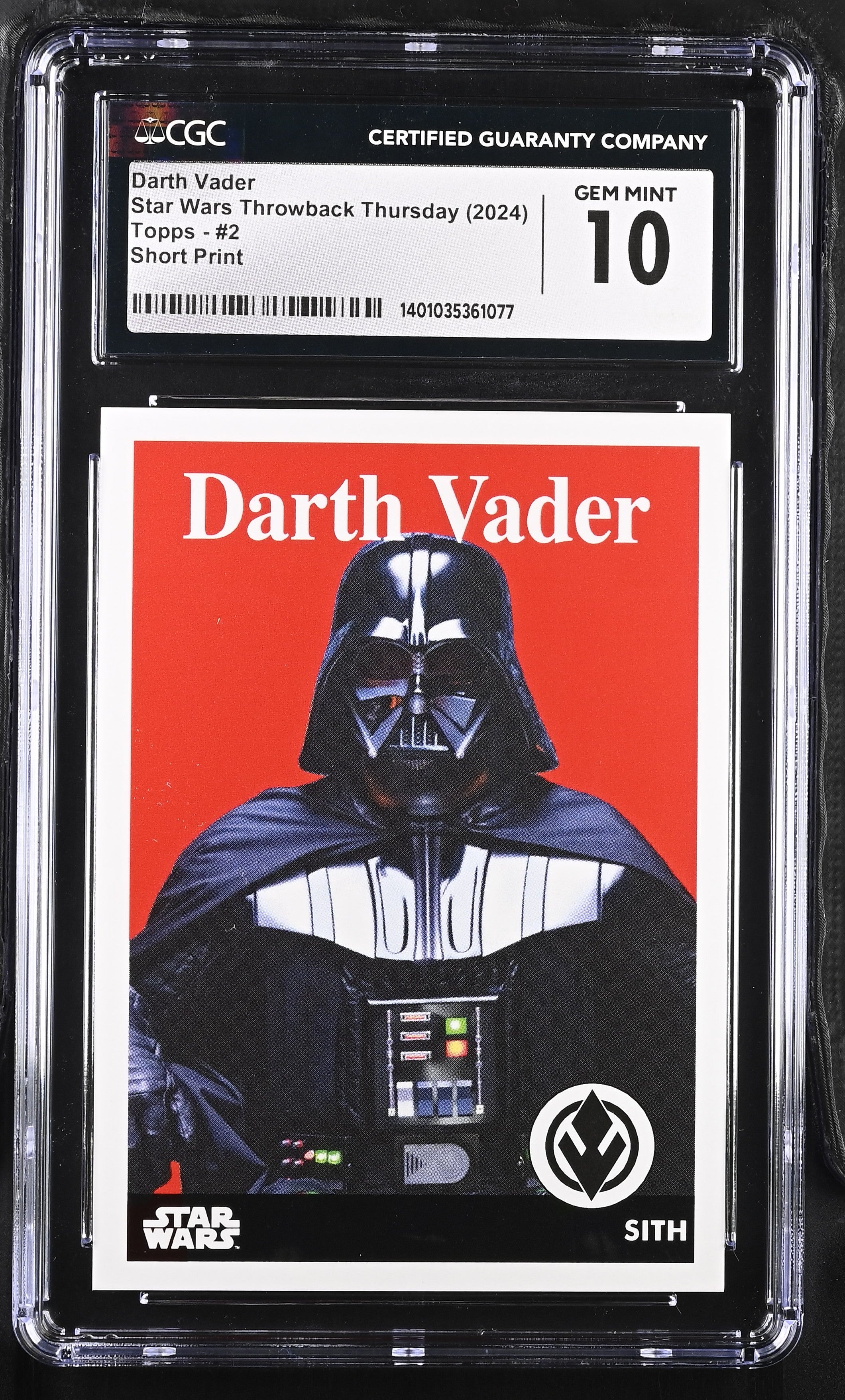 Star Wars Throwback Thursday 2024 Card #2 Darth Vader SP Image Variation CGC 10 Gem Mint