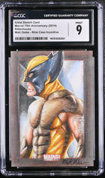 Marvel 75th Anniversary Sketch Card Matt Glebe Wolverine Graded CGC 9 Mint