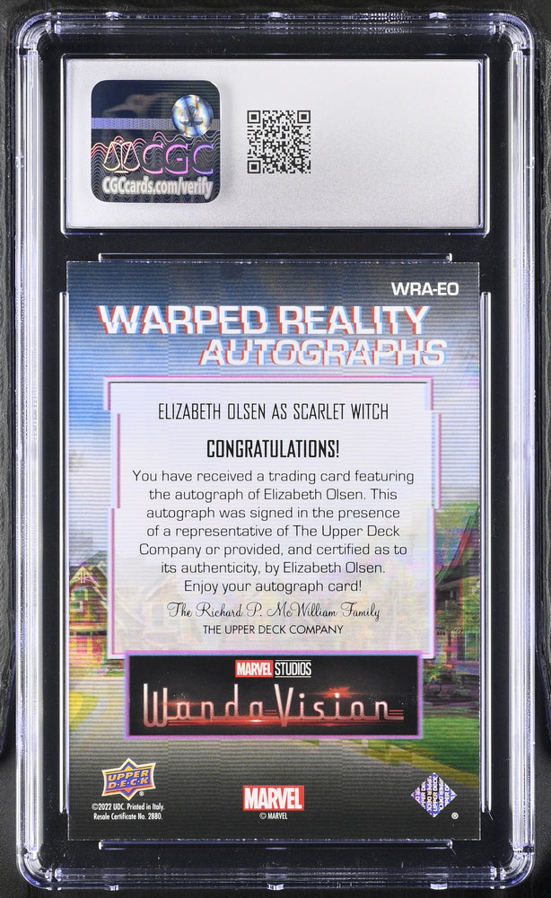 2022 Upper Deck WandaVision WRA-EO Elizabeth Olsen Autograph Graded CGC 9 Mint