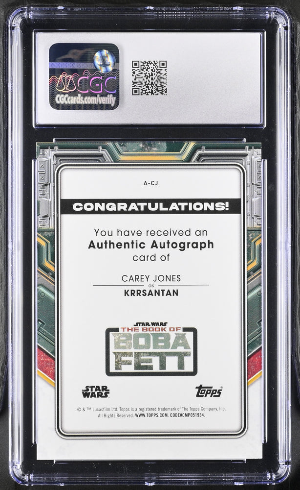 Topps 2022 Star Wars Boba Fett Autograph Card A-CJ Carey Jones Silver CGC 10 Gem Mint