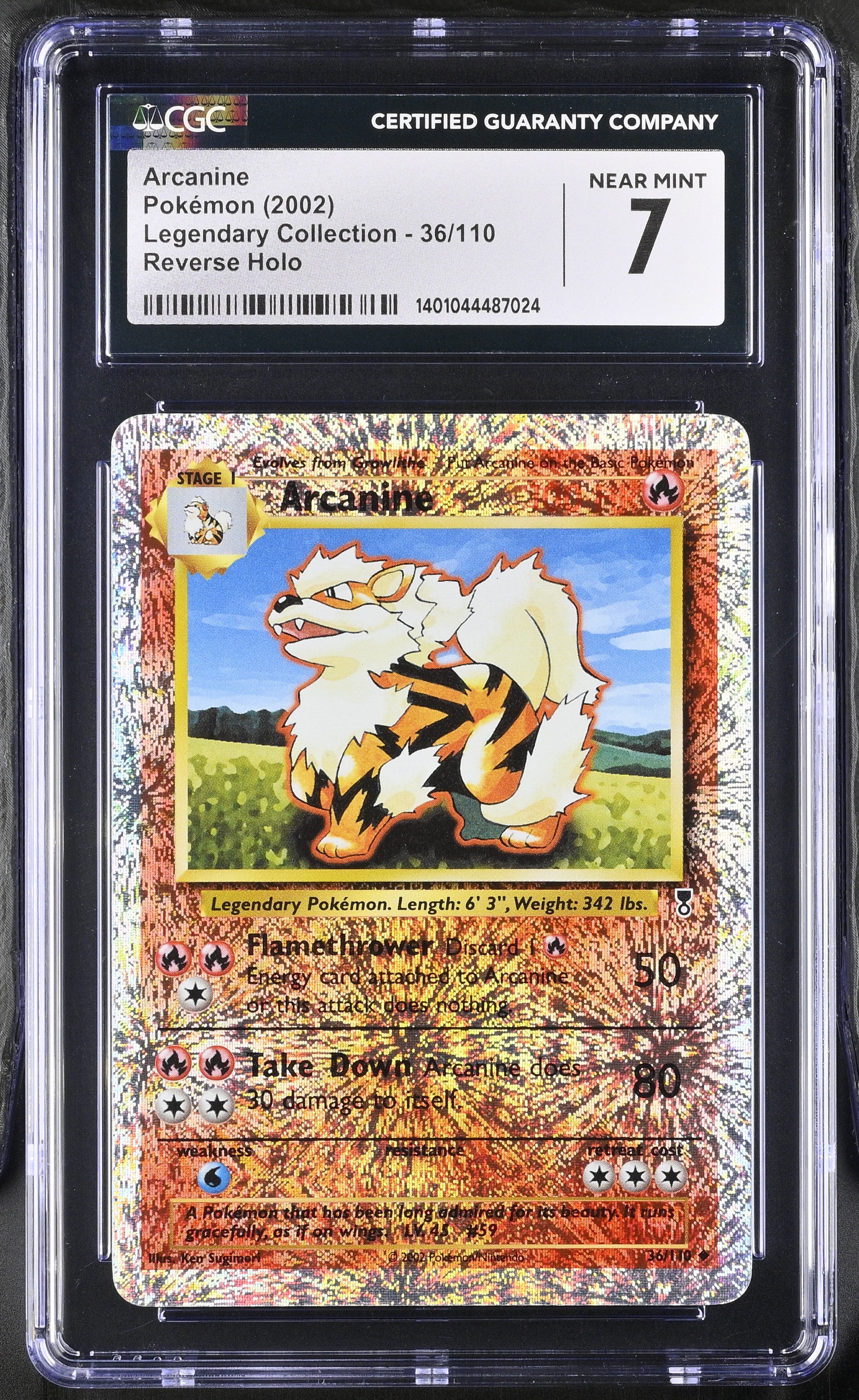 Pokémon Arcanine (36/110) [Legendary Collection] Reverse Holo Graded CGC 7 Near Mint