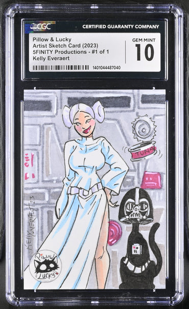 2023 5finity Pillow & Lucky Sketch Card Kelly Everaert Star Wars Cosplay Graded CGC 10 Gem Mint