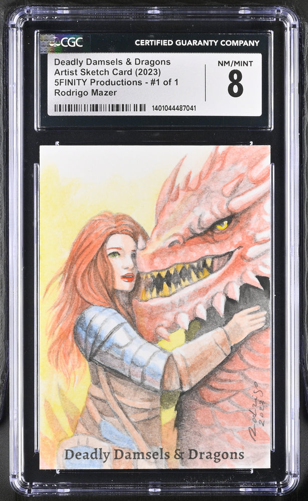 2023 5finity Deadly Damsels & Dragons Sketch Card Rodrigo Mazer Graded CGC 8 NM/Mint