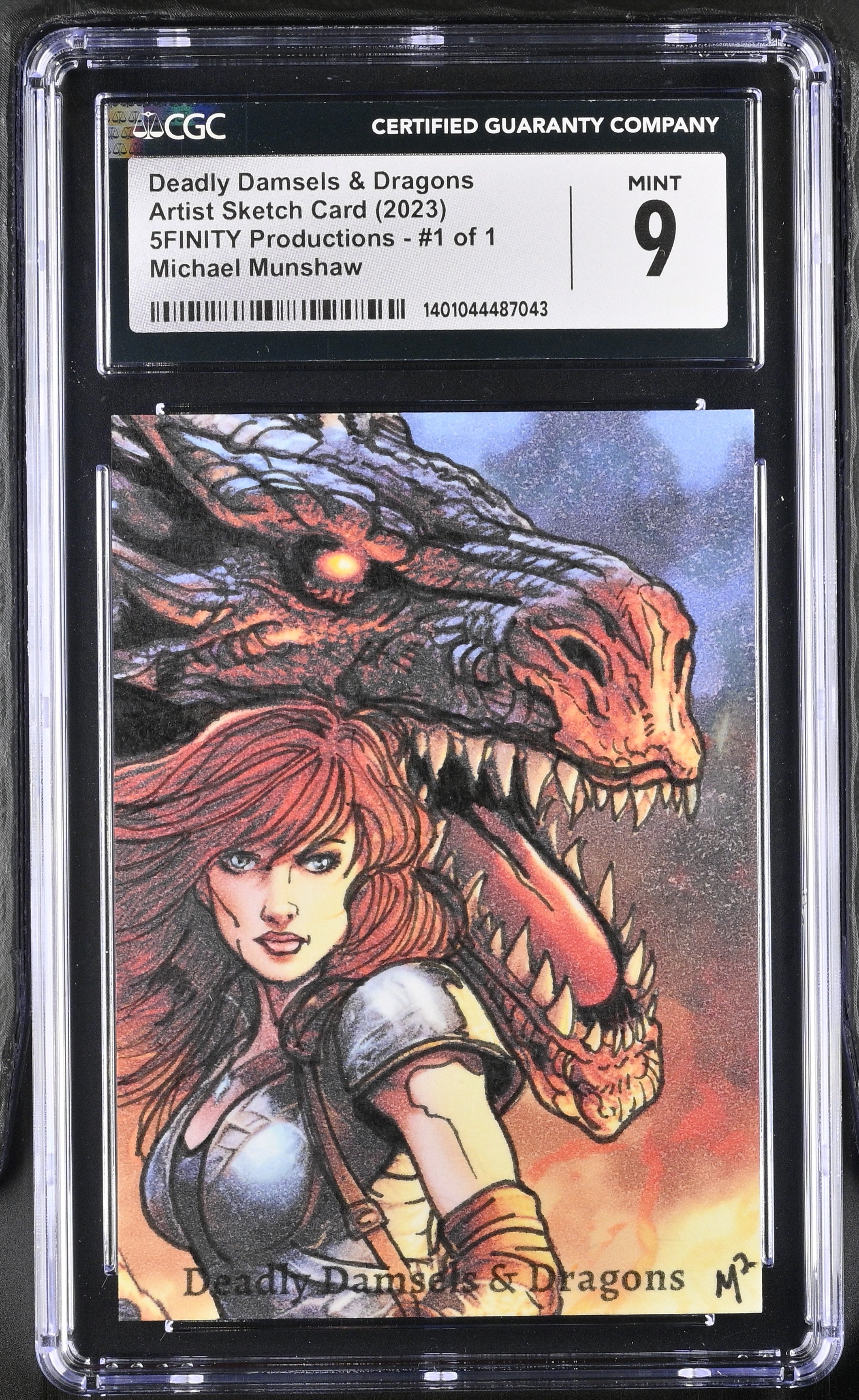 2023 5finity Deadly Damsels & Dragons Sketch Card Michael Munshaw Graded CGC 9 Mint