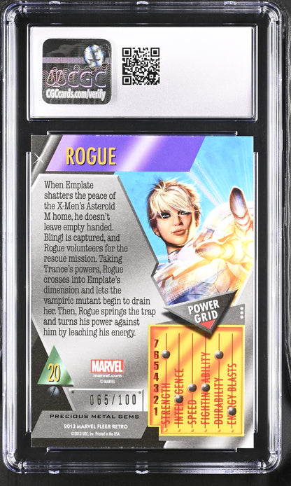 Marvel Fleer Retro 2013 Precious Metal Gems Red 20 Rogue 065/100 CGC 10 Gem Mint