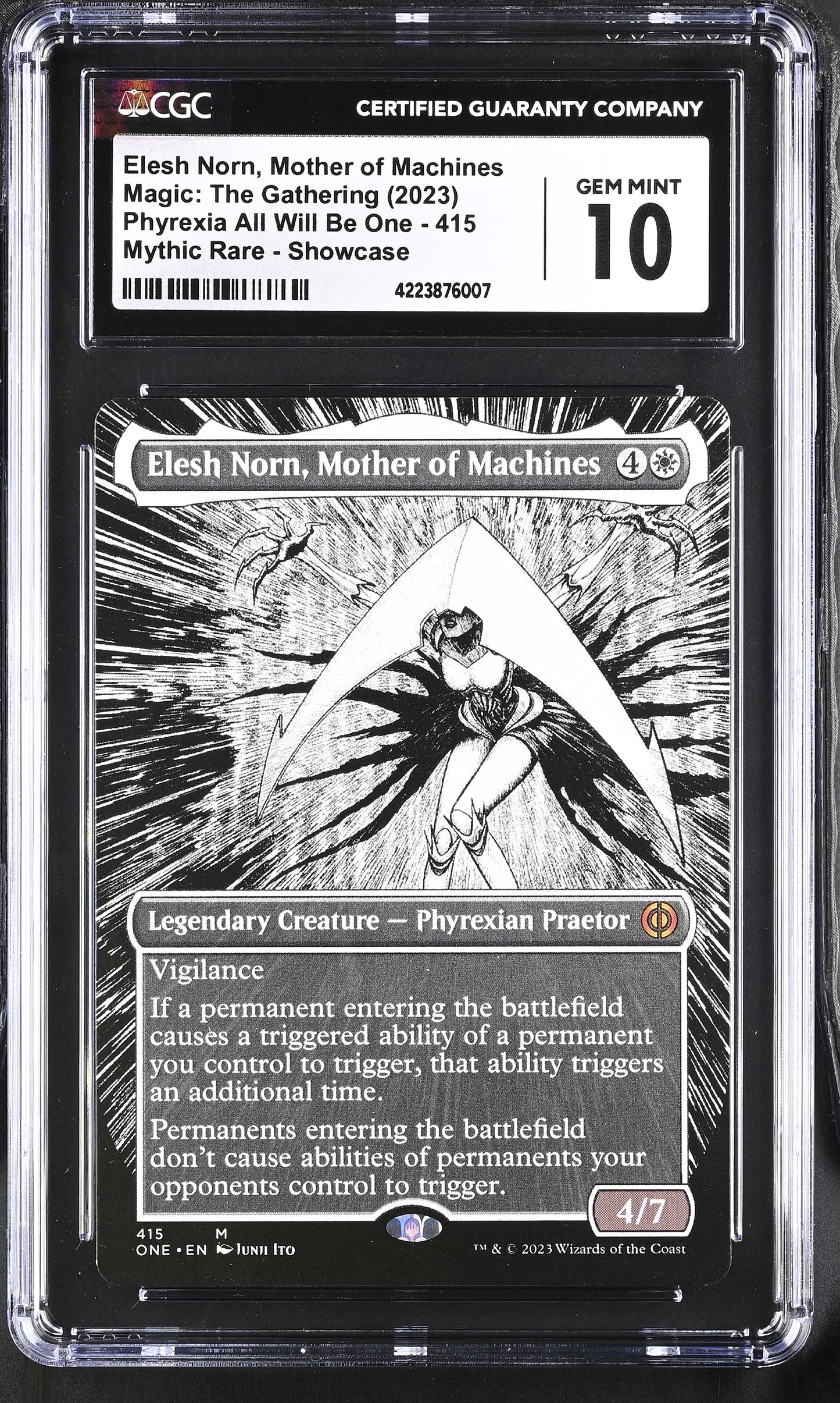 Magic MTG Elesh Norn, Mother of Machines 415 (Borderless) [Phyrexia] CGC 10 Gem Mint