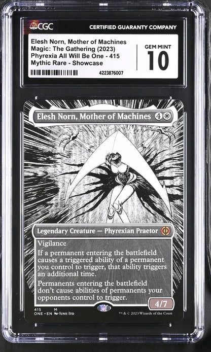 Magic MTG Elesh Norn, Mother of Machines 415 (Borderless) [Phyrexia] CGC 10 Gem Mint