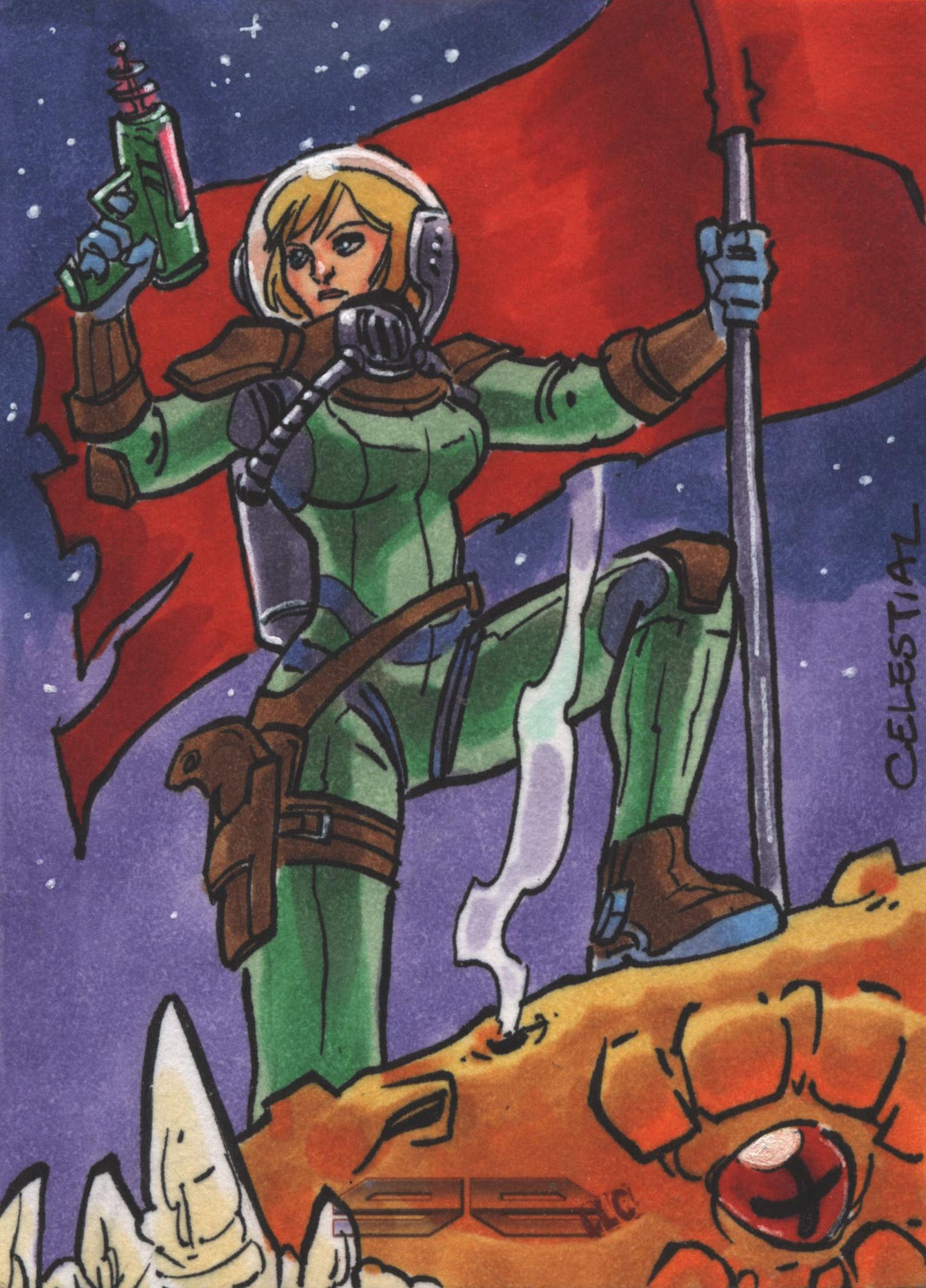 2011 5finity Galaxgals Eradication Mel Celestial Sketch Card Ver. 1