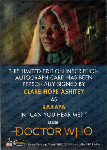 2022 Doctor Who Series 11 & 12 Clare-Hope Ashitey Autograph Inscription Card