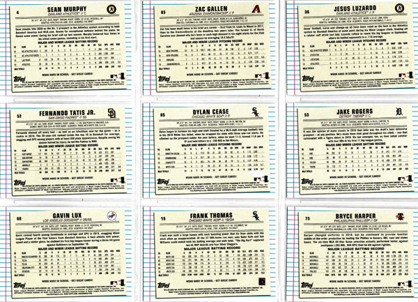 Topps Of The Class Baseball 2020 Complete 100 Card Base Set with Sticker