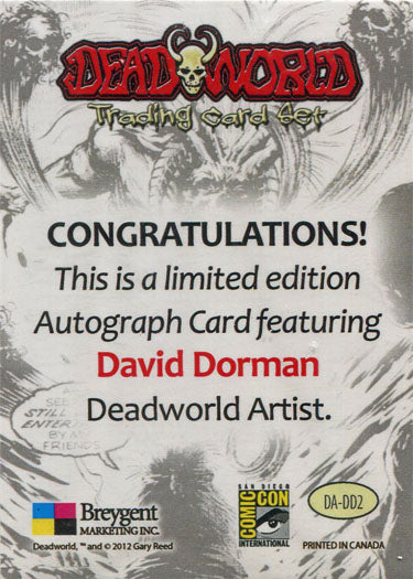 Deadworld Autograph SDCC Card DA-DD2 Signed by David Dorman