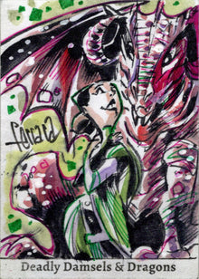 Deadly Damsels & Dragons 5finity 2023 Sketch Card Eduardo Ferrara V1