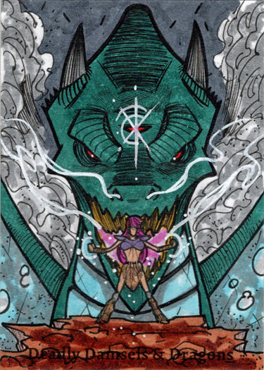 Deadly Damsels & Dragons 5finity 2023 Sketch Card Elson Jr. Art V7