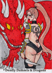 Deadly Damsels & Dragons 5finity 2023 Sketch Card Grae Sundberg V3