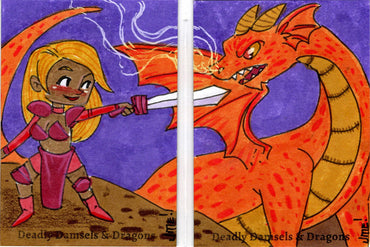 Deadly Damsels & Dragons 5finity 2023 Two Panel Sketch Card Jme Foronda V2