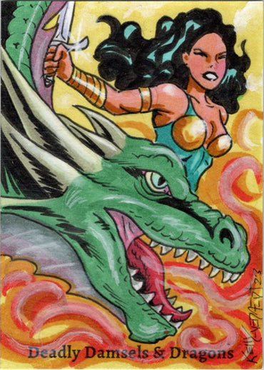 Deadly Damsels & Dragons 5finity 2023 Sketch Card Kelly Everaert V10