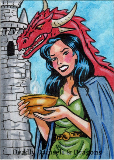 Deadly Damsels & Dragons 5finity 2023 Sketch Card Kelly Everaert V15