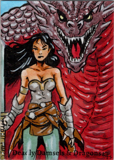 Deadly Damsels & Dragons 5finity 2023 Sketch Card Kelly Everaert V1