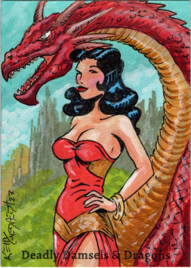 Deadly Damsels & Dragons 5finity 2023 Sketch Card Kelly Everaert V2