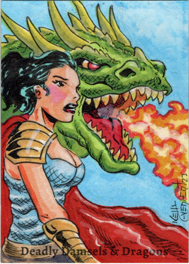 Deadly Damsels & Dragons 5finity 2023 Sketch Card Kelly Everaert V3