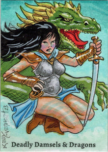 Deadly Damsels & Dragons 5finity 2023 Sketch Card Kelly Everaert V6
