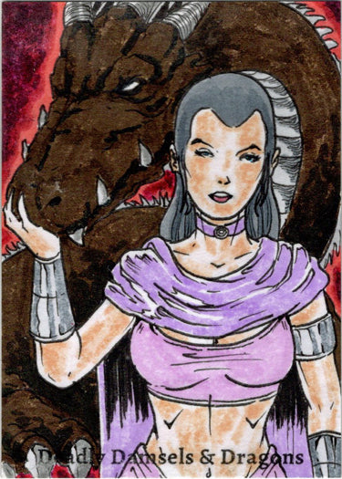 Deadly Damsels & Dragons 5finity 2023 Sketch Card Limuel Pinzon V11