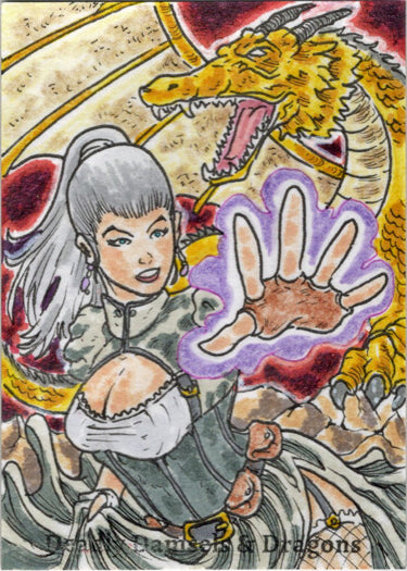 Deadly Damsels & Dragons 5finity 2023 Sketch Card Limuel Pinzon V8