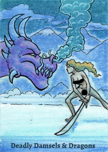 Deadly Damsels & Dragons 5finity 2023 Sketch Card Noah Ray V4
