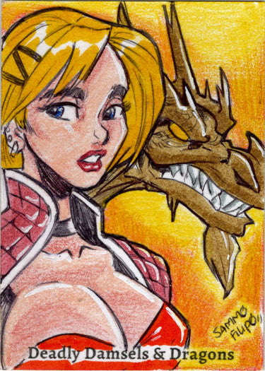 Deadly Damsels & Dragons 5finity 2023 Sketch Card Sammo Filipo V13