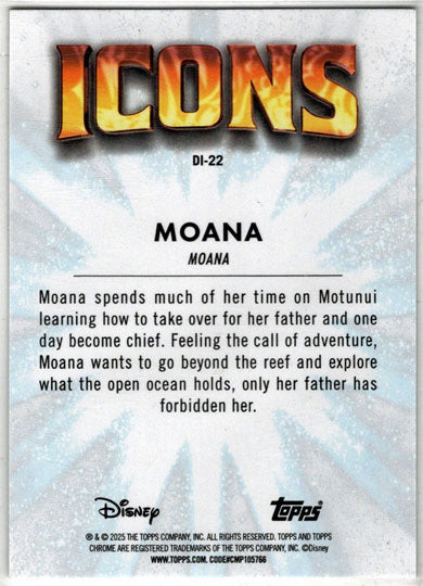 2025 Topps Chrome Disney Icons Insert Card DI-22 Moana