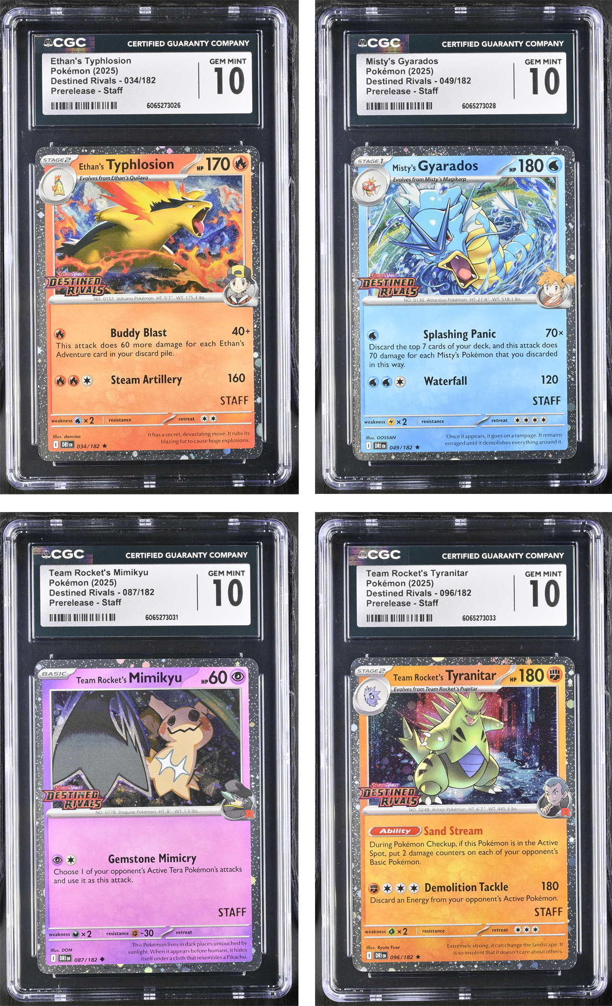 Pokemon [S&V: Destined Rivals] Prerelease Staff Set of 4 CGC 10 Gem Mint