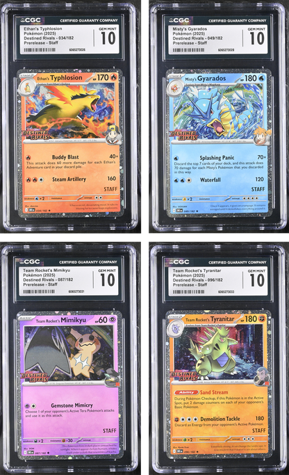 Pokemon [S&V: Destined Rivals] Prerelease Staff Set of 4 CGC 10 Gem Mint