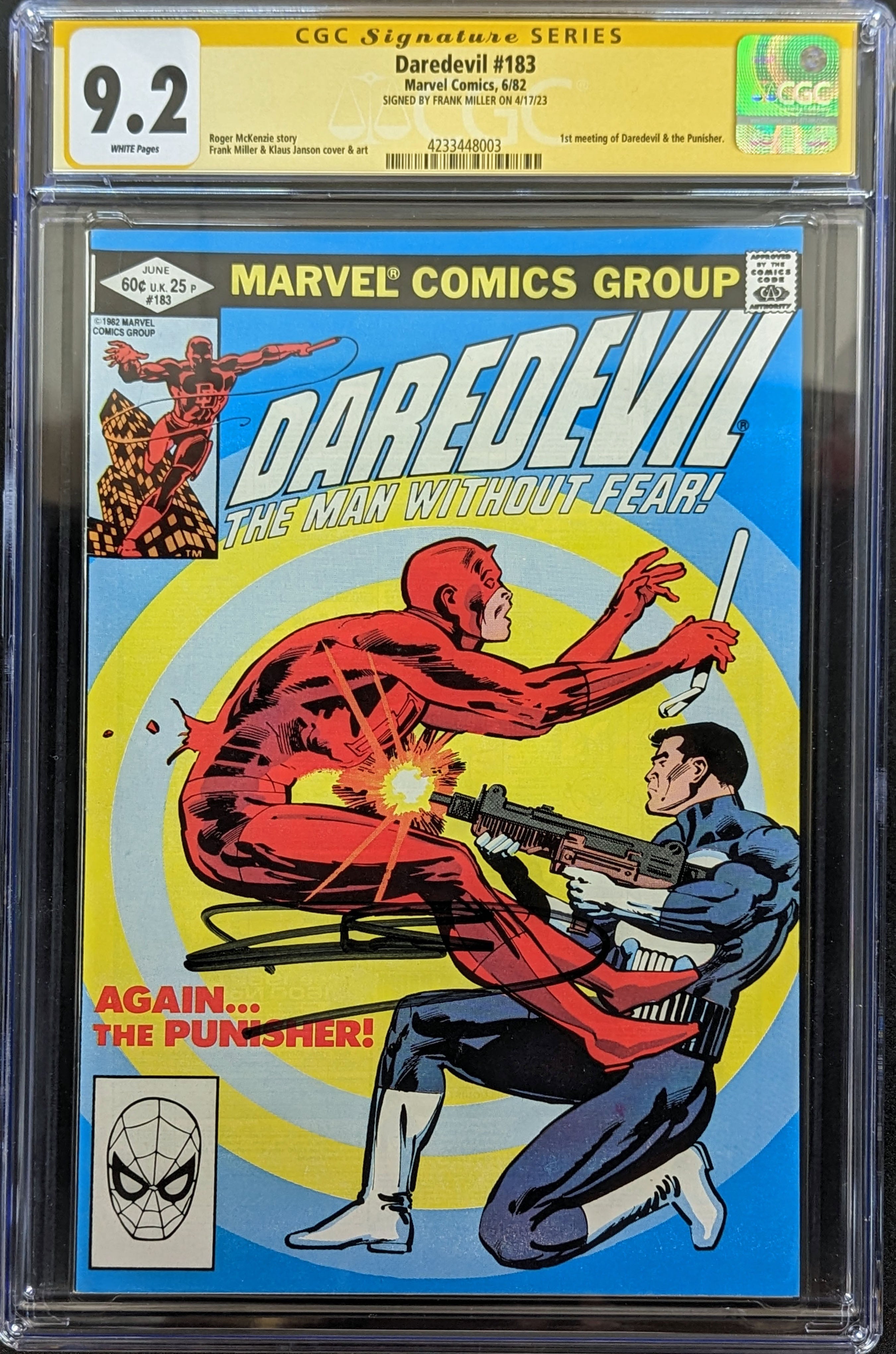 Daredevil #183 (1982) CGC 9.2 Signed by Frank Miller Punisher Appearance