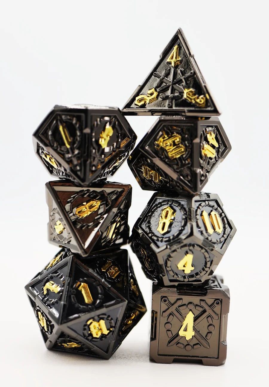 Foam Brain Metal RPG Dice Set: Crossed Swords - Demonic Sword