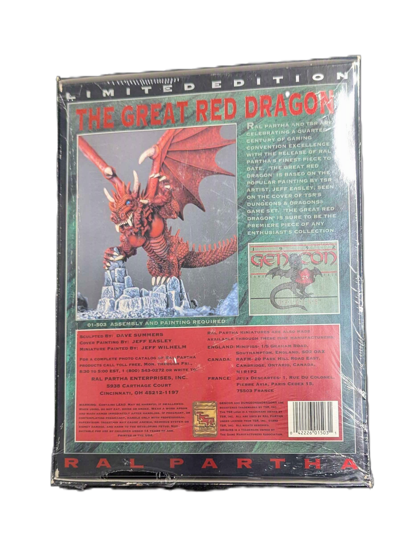 1992 Ral Partha Gen Con Limited Edition Miniature: The Great Red Dragon 01-503