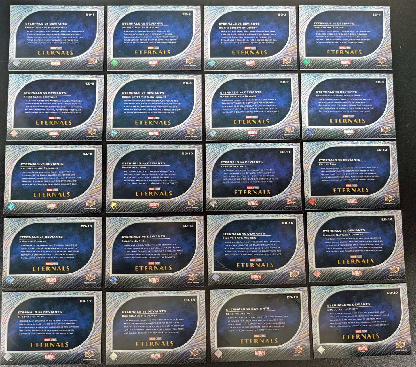 2023 Upper Deck Marvel Eternals vs Deviants 20 Card Set ED-1 to ED-20