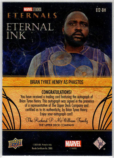2023 Upper Deck Marvel Eternals Eternal Ink Auto Card EI2-BH Brian Tyree Henry